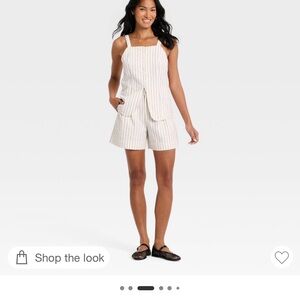 a new day Cream Pinstripe Women's Shorts and vest ( set)